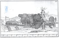 The Kamen most (Stone Bridge) across the River Vardar in Skopje (Drawing of an Unknown Author, Skopje 1920s/1930s, Državen arhiv na Republika Makedonija, Skopje)