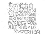 Drawing of the Latin Inscription from 1347 Mentioning the Monastery's Abbot Paulo Rugerii