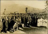 The Official Inauguration of the German Military Cemetery by the German Commander of the 11th Army Kuno Arndt von Steuben (Front of the Photograph, AT-OeStA/KA BS I WK Fronten Serbien, 2830)