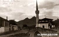 A Photograph from July 1917 showing the Ottoman Bridge "Kjemerlija" and the "White Mosque"