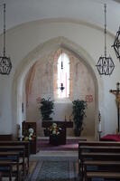 Die frühgotische Wandmalerei an der Stirnseite des Chores (Heilige Katharina und Maria mit Kind) 