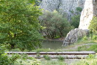 Today's Railway in the Gorge of Prosek (Demir Kapija) in the Foreground and the River Vardar in the Background